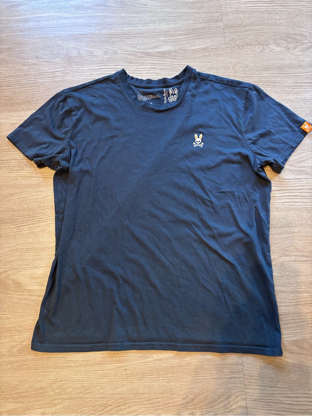 Psycho Bunny Men’s Large Short Sleeve Shirt Solid Navy Blue Logo Soft Casual